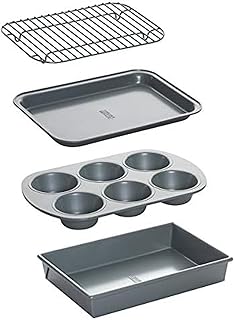 Chicago Metallic Non-Stick Toaster Oven Bakeware Set, 4-Piece, Carbon Steel