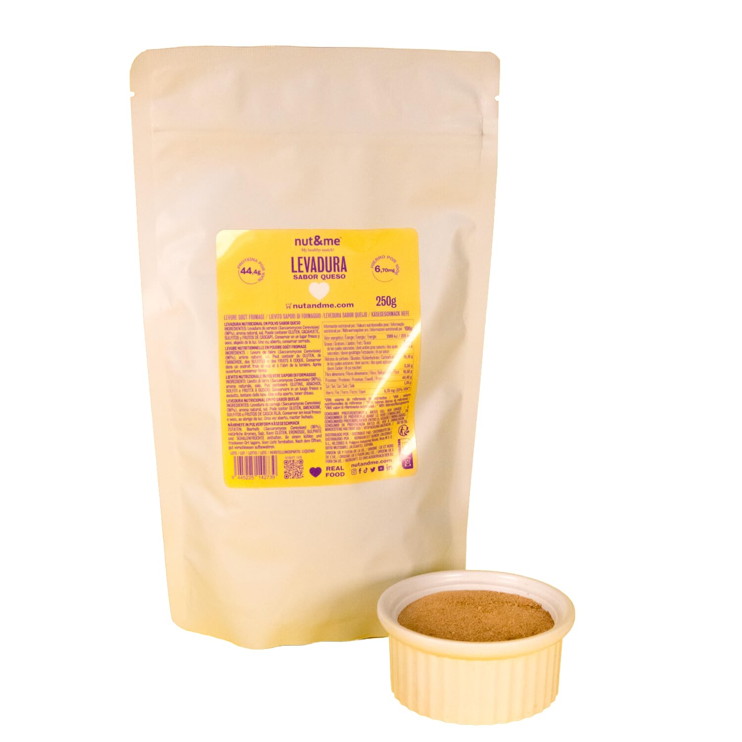 Lievito Nutrizionale Sapore di Formaggio 750 gr nut&me | Lievito in Polvere | Sapore di Parmigiano Reggiano | Alto in Proteine | Fonte di Ferro | Vegan | Low carb | Pack 3 x 250 gr