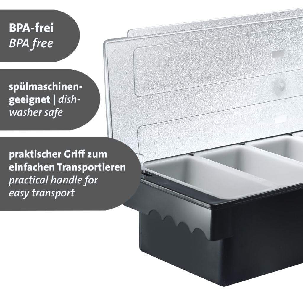 Westmark Epices/Fruit Bar Pano - Boîte de conservation pratique pour bar, buffet et restauration - Boîte alimentaire avec couvercle - 6 compartiments de 400 ml chacun - ABS sans BPA