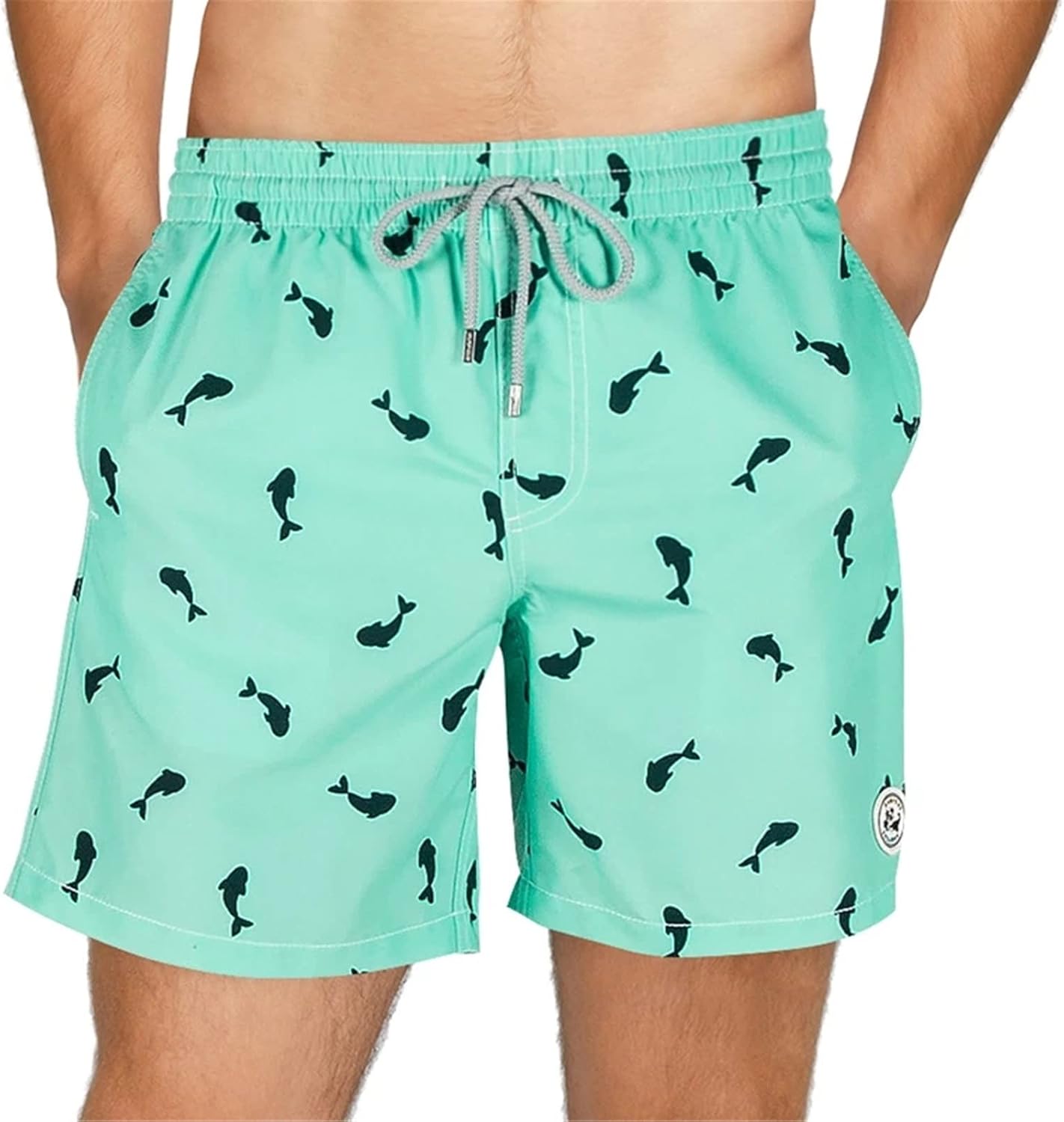 メンズスイムトランクス メンズビーチショーツサーフィンボードショートとメッシュライニングメンズ水着 メンズビーチパンツ (色 : 緑