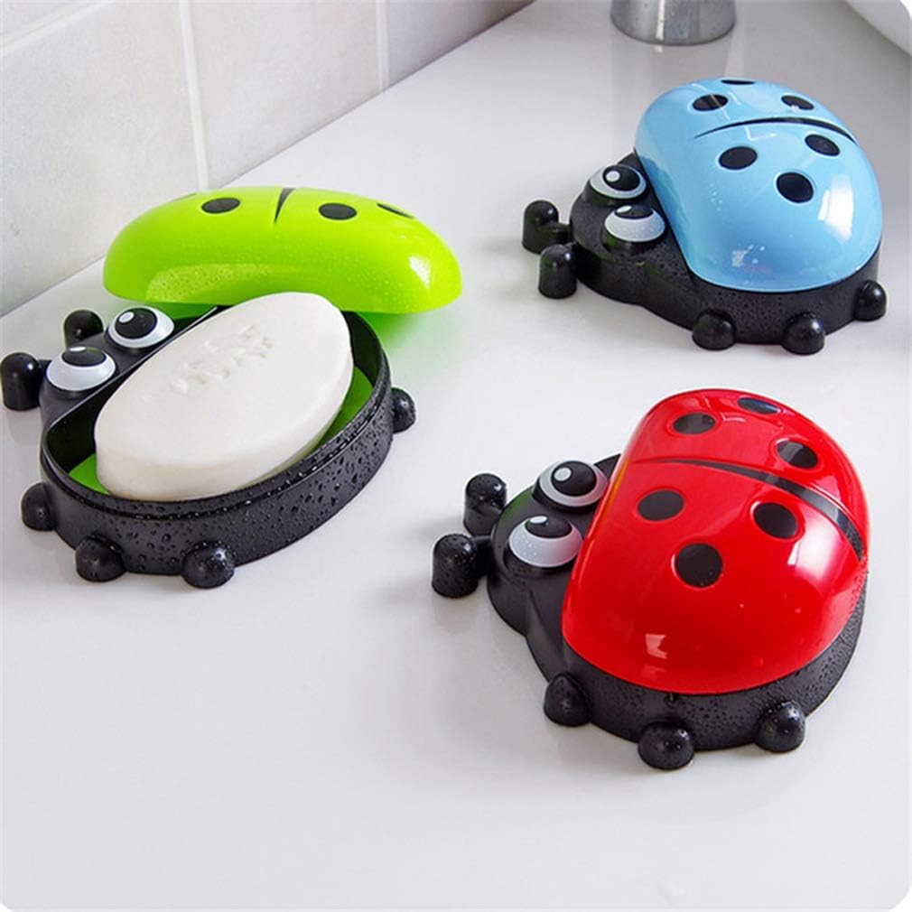 Amazon｜Cute Cartoon Ladybug Soap Box Storage Rack Sponges Holder