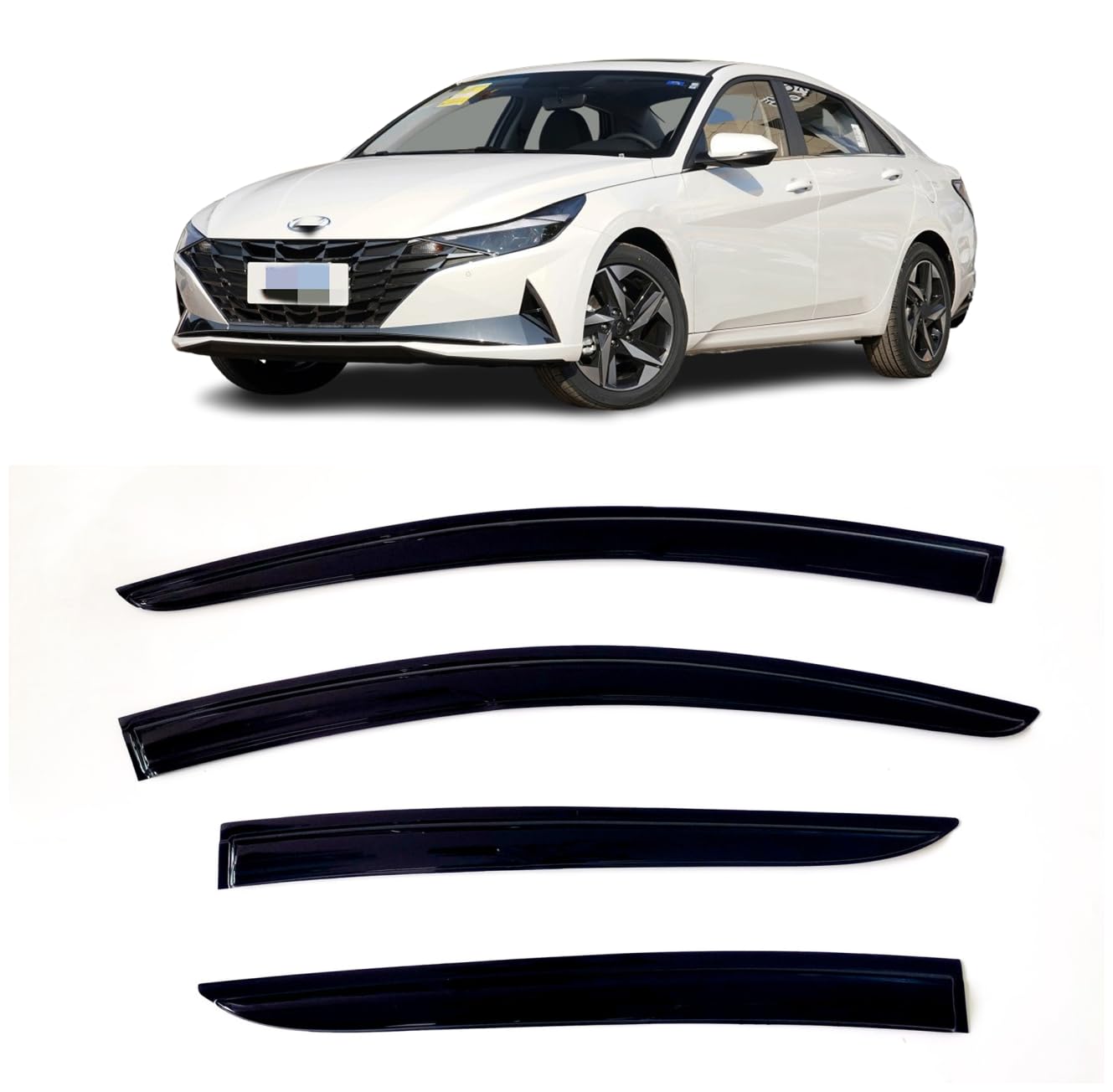 Side Window Visor Sun Deflector Rain Guard Vent Shade Fits Hyundai Elantra 2021-2023