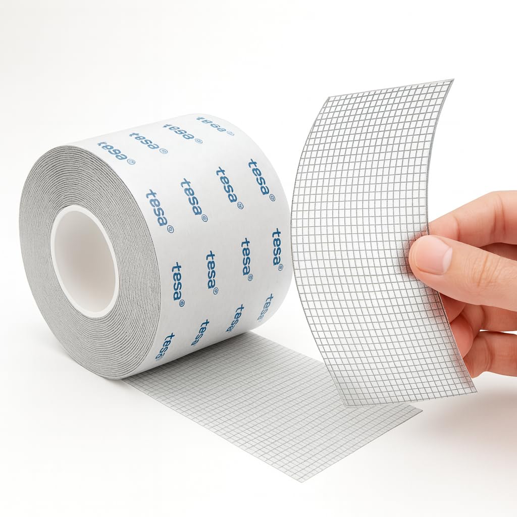 Dpm tapes – Nastro adesivo ripara zanzariere in fibra di vetro con adesivo Tesa, resistente a umidità, caldo e freddo – Ripara strappi in modo rapido e duraturo (50 mm x 5 m)