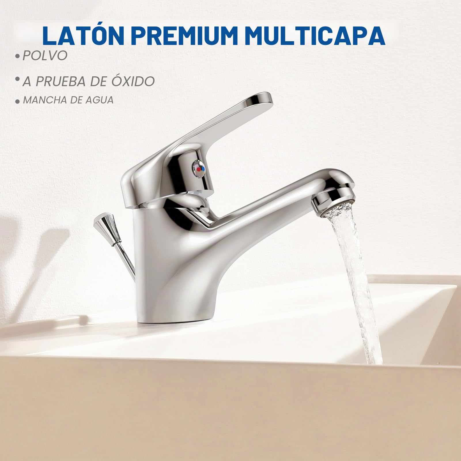 Auralum Grifo Lavabo con Vaciador Desague Automatico | Grifo Baño Mezcladora Monomando para Lavabo, con Aireador Desmontable Agua Frío y Calor Disponibles Clásico Cromado