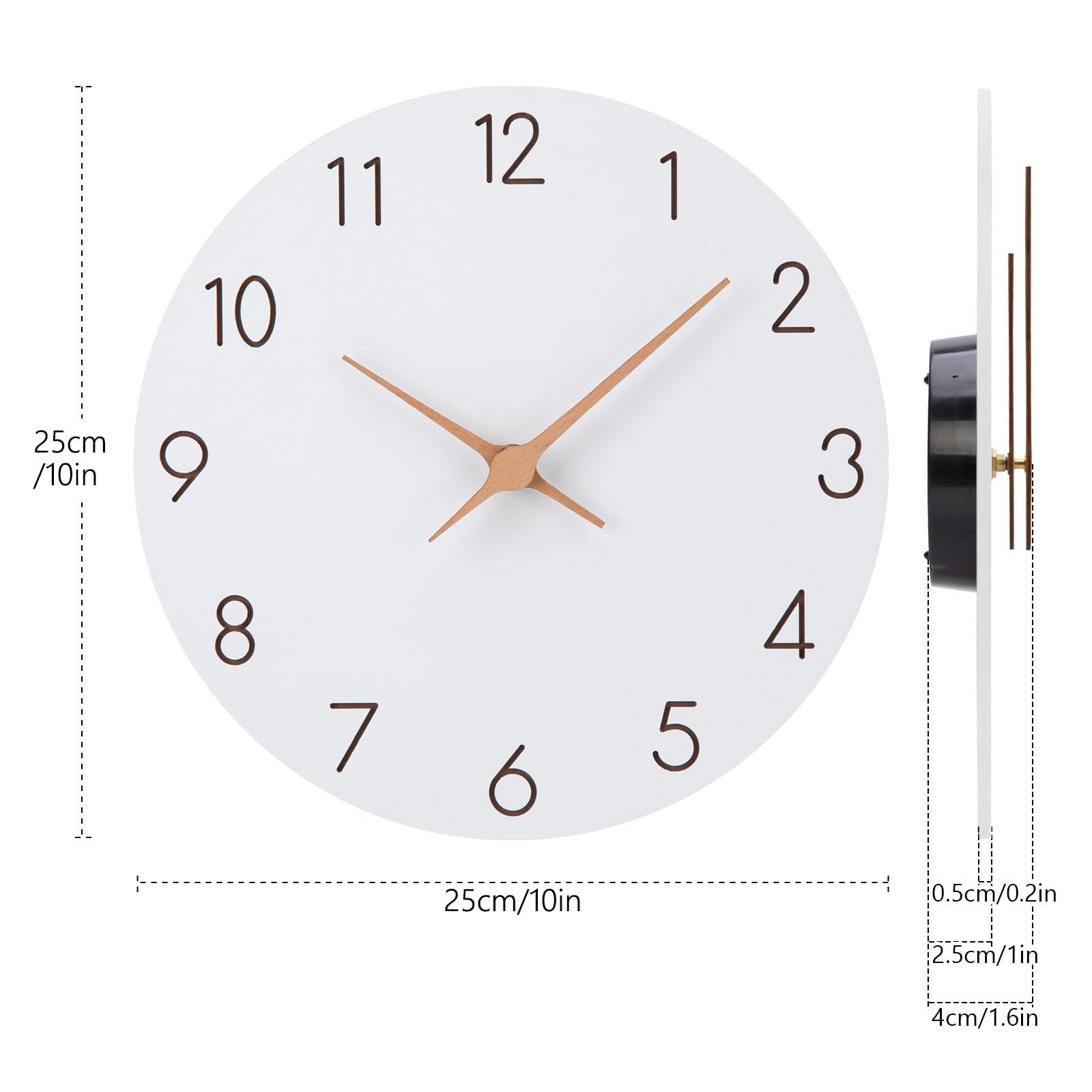 Orologio da parete in legno MDF senza ticchettio, silenzioso, moderno, 30 cm, al quarzo, grande batteria, facile da leggere, per camere, casa, cucina, camera da letto, ufficio, scuola