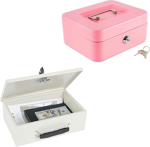 KYODOLED Caja de documentos ignífuga con cerradura de llave, caja de almacenamiento segura para objetos de valor, pecho de seguridad resistente al