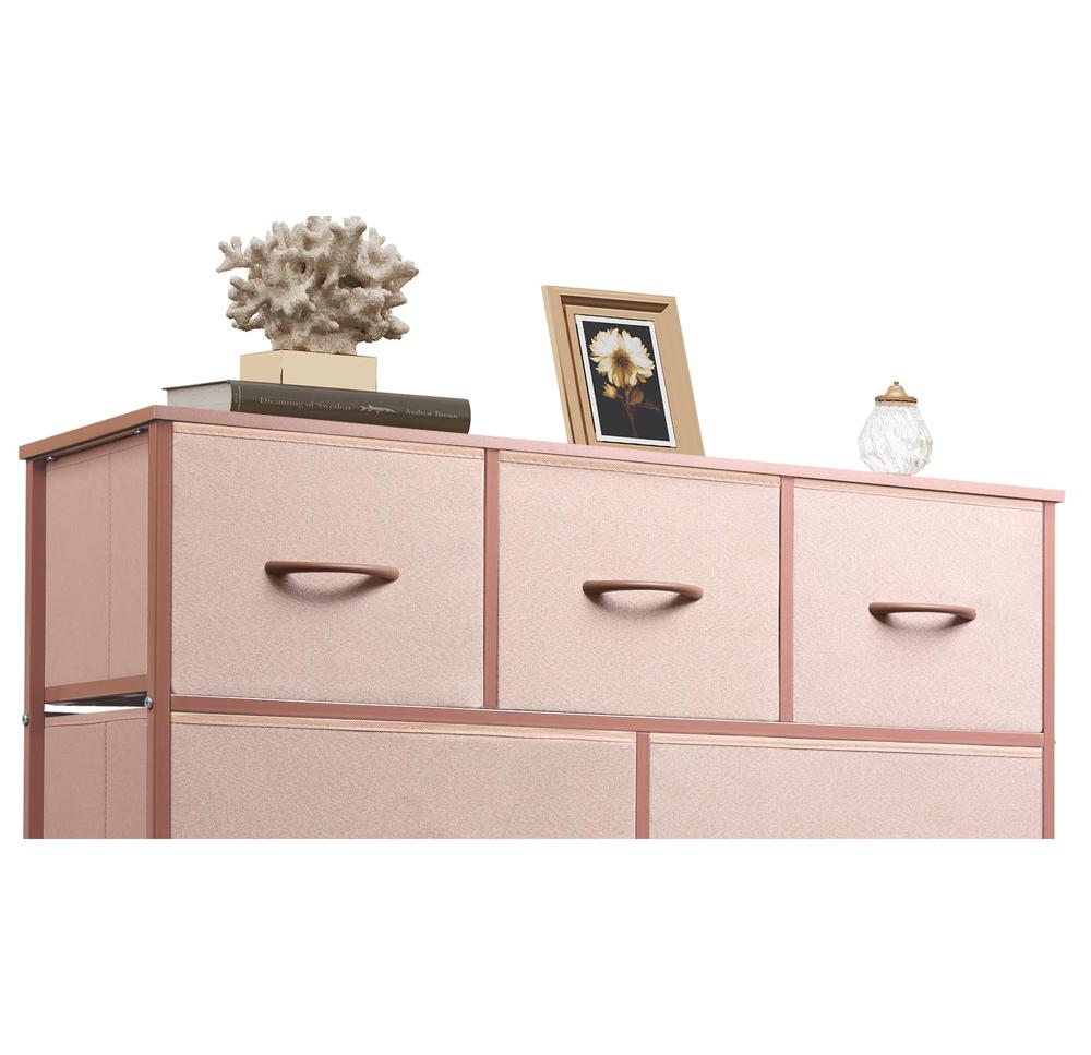 Amazon.com - WLIVE Dresser for Bedroom with 5 Drawers, Wide Chest of  Drawers, Fabric Dresser, Storage Organization Unit with Fabric Bins for  Closet, Living Room, Hallway, Pink and Rose Gold