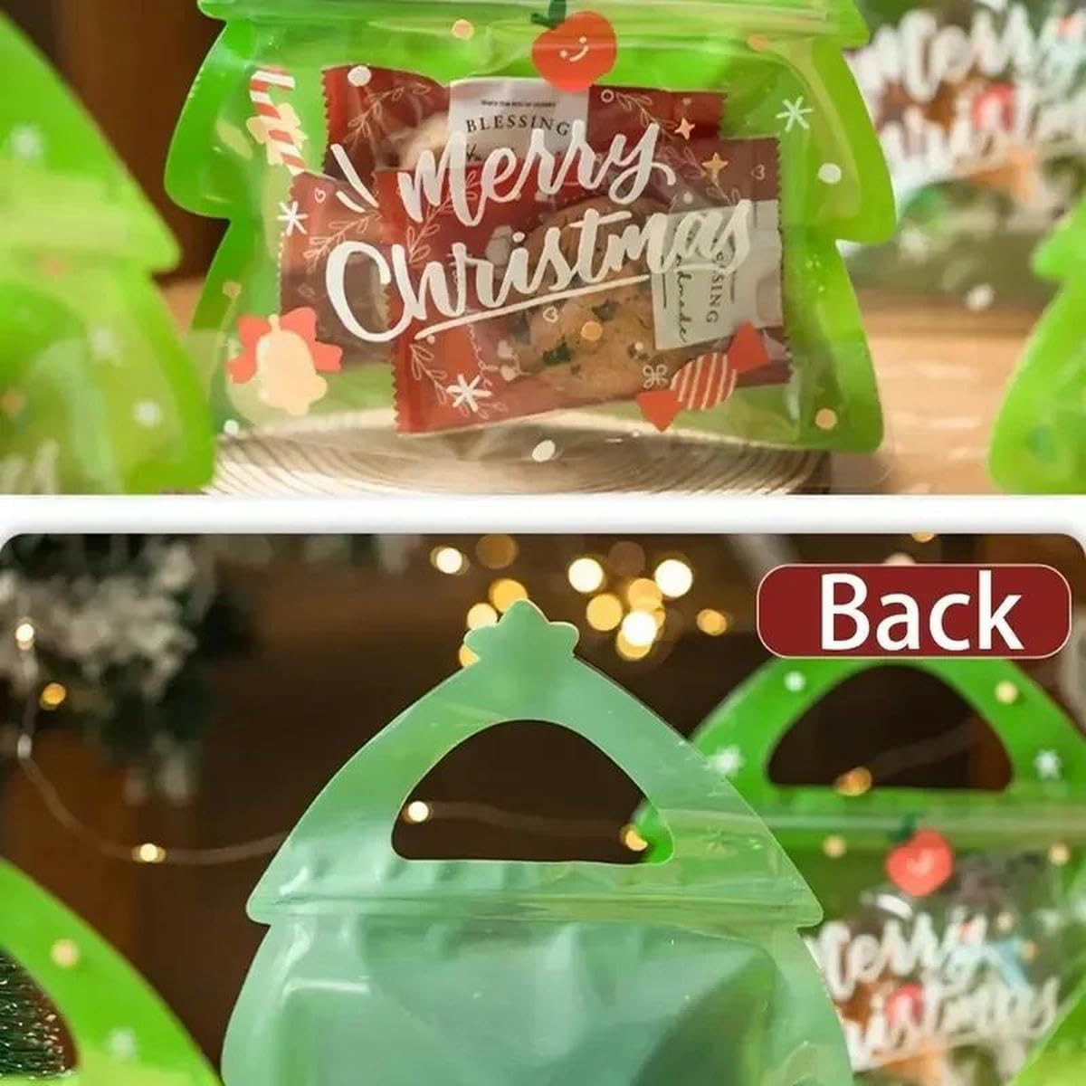 200 Stück Weihnachtsfest-Geschenktüten, Weihnachtsbaum, Hirschform, Kekse, Süßigkeitenbeutel für Kindergeburtstag, Party, Dekoration, Süßigkeiten-Paket