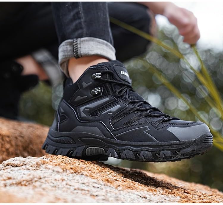 Mens Womens Leather Waterproof Hiking Boots， Lightweight Outdoor Walking Shoes,Breathable Suede Hike Trekking Trails Camping ClimbingLightweight and durable.