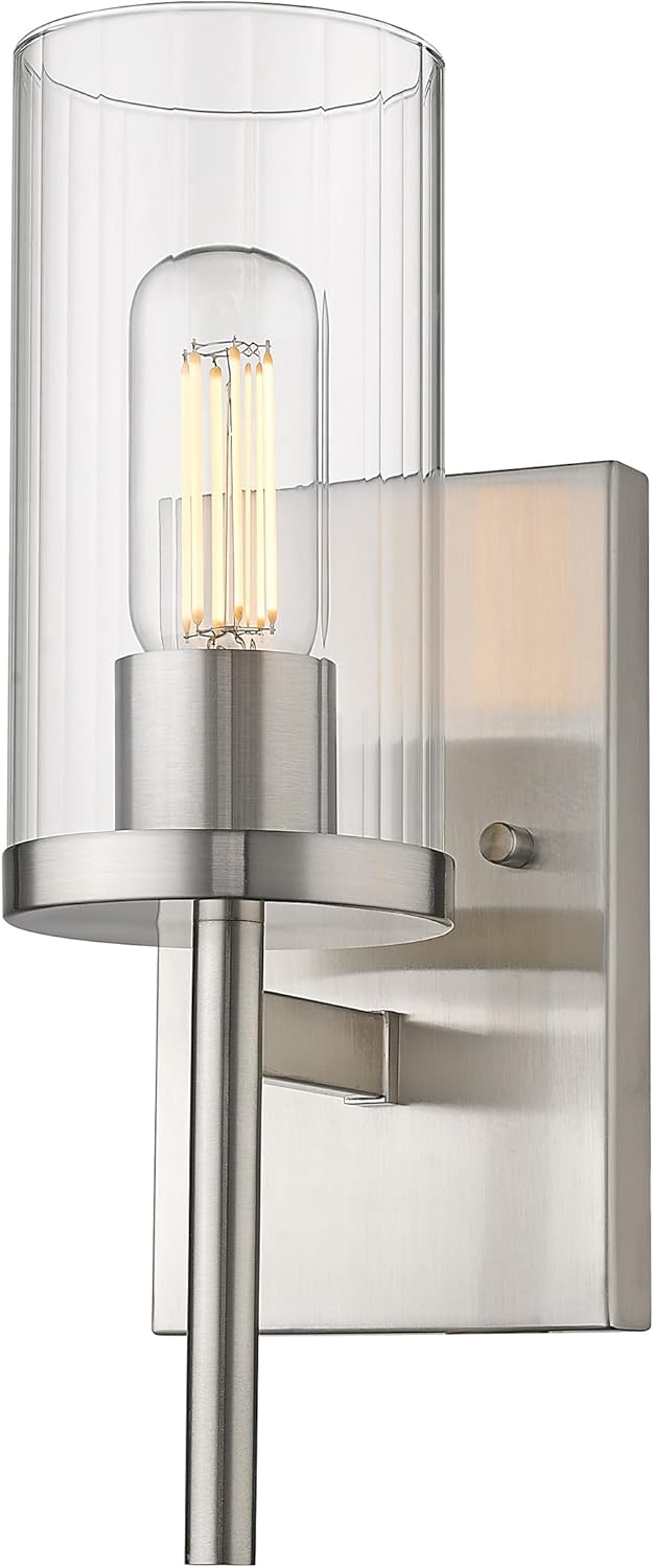 Golden Lighting 7011-1W BLK-CLR Winslett Sconce, Matte Black