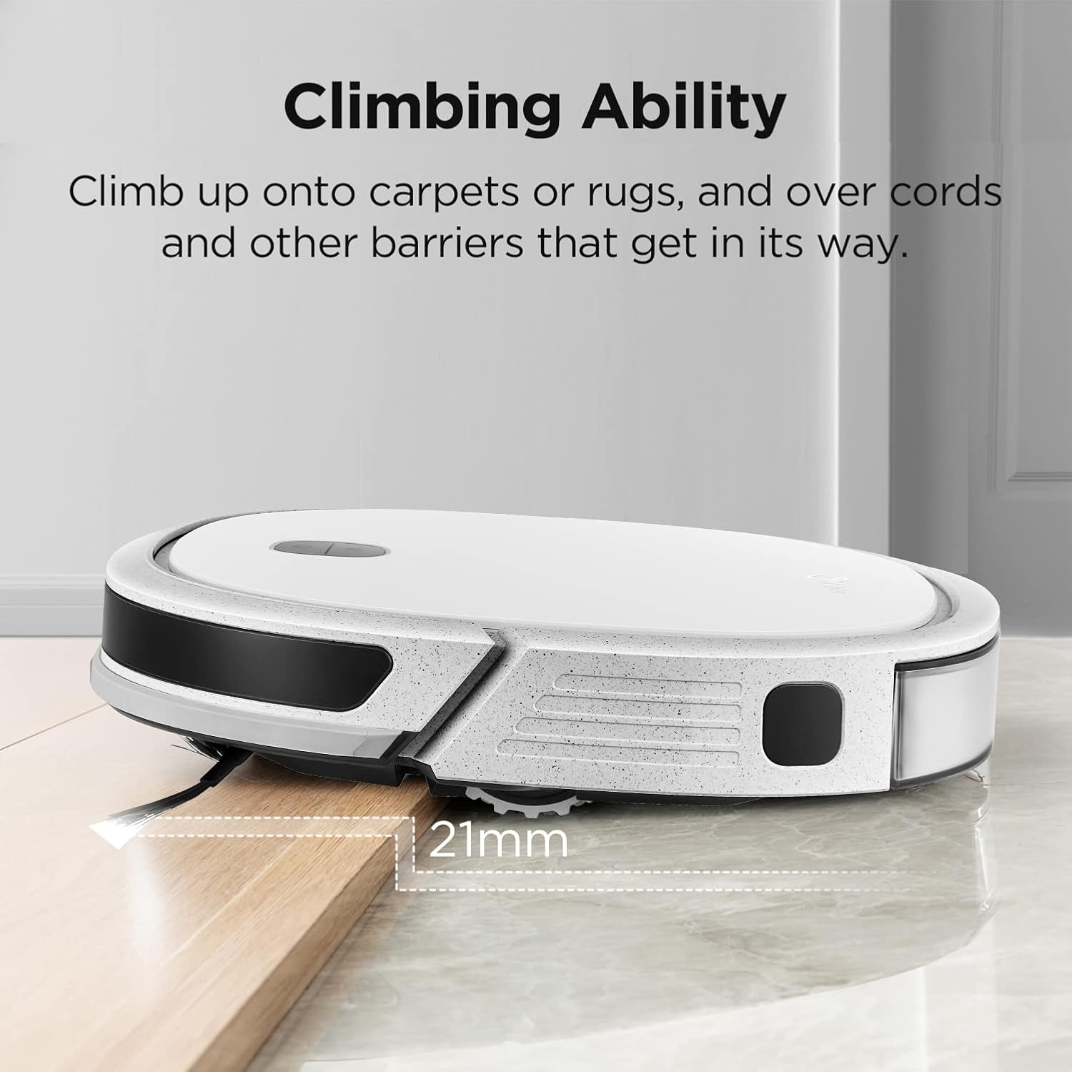 Midea M3L Robot Vacuum climbing over a 21mm threshold.