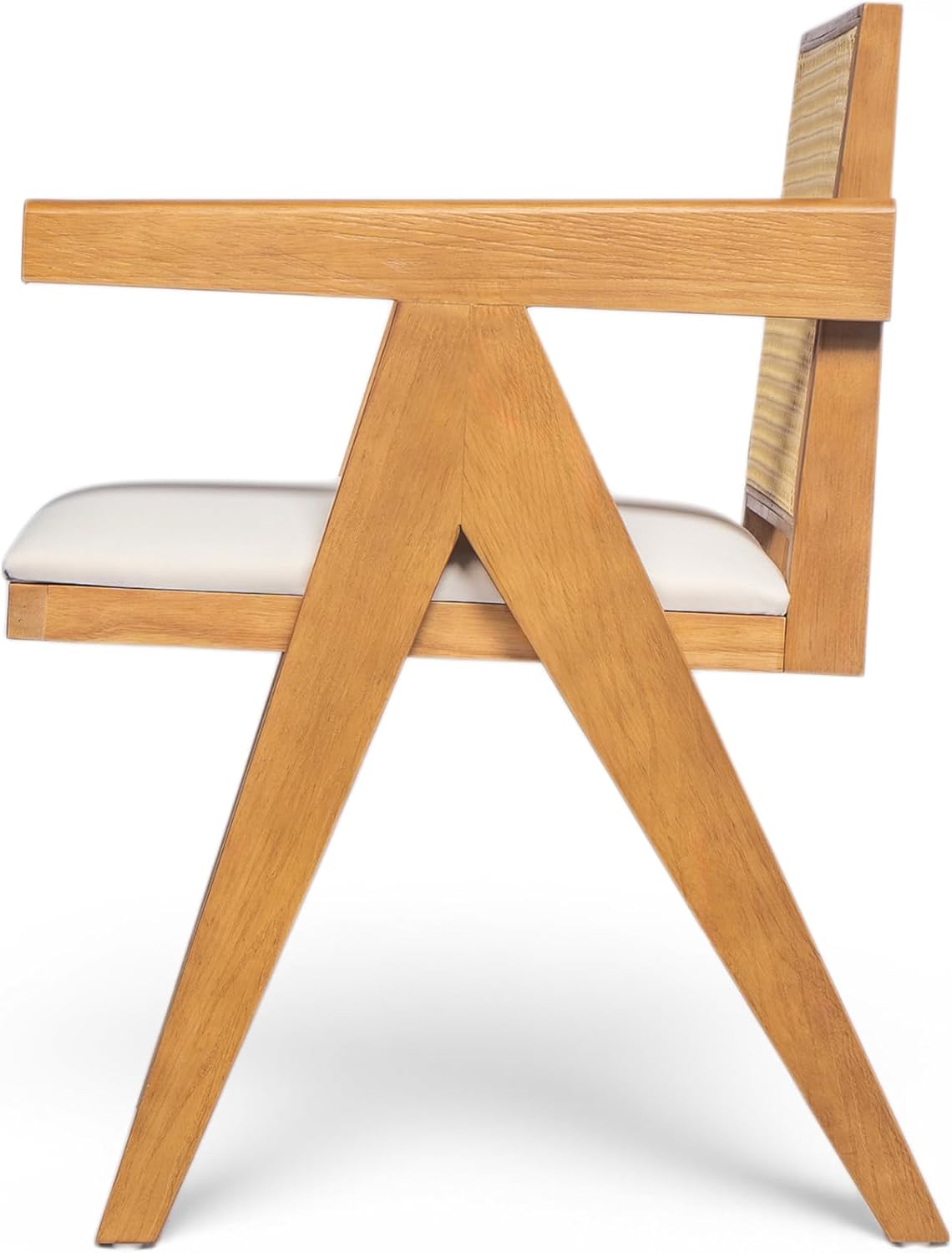 Christopher Knight Home Loftia Upholstered Dining Chairs Set of 2, Rubberwood Dining Chair, Breathable Rattan Backrest, Wooden Armchair for Dining Room Living Room Cafeteria, 300lbs 20.25" Natural