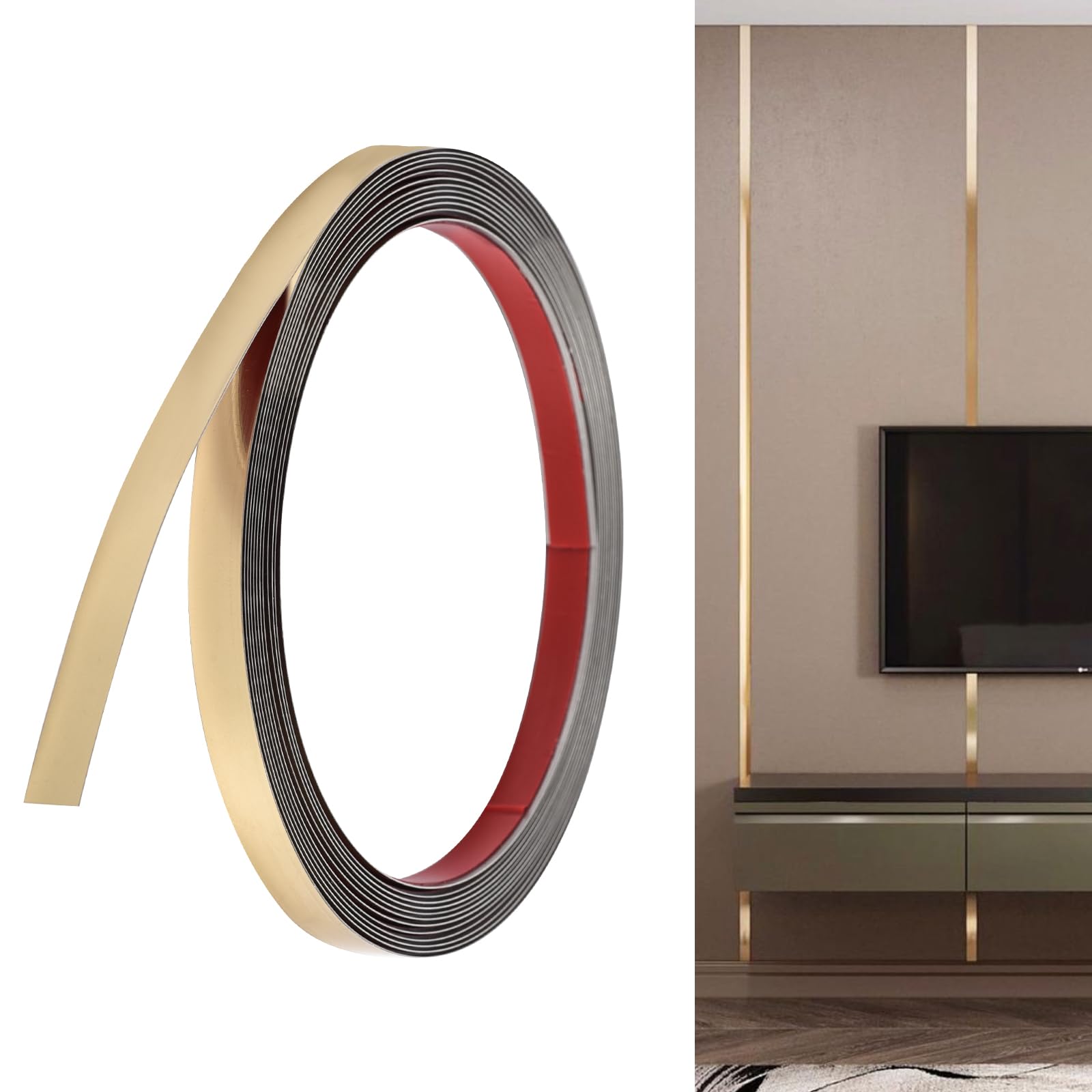 10 m sierlijsten, zelfklevend, flexibele kniklijst, pvc-eindlijst, tegelrand en hoekdecoratie, afpellen en opplakken, goud 10 m sierlijsten, zelfklevend, flexibele kniklijst, pvc-eindlijst, tegelrand en hoekdecoratie, afpellen en opplakken, goud