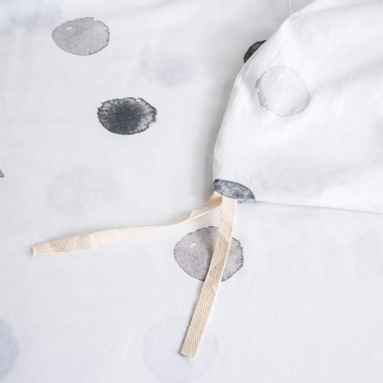 SUSYBAO White Polka Dot Duvet Cover King 100% Cotton 3 Pcs Set 1 Modern Grey Circle Print Duvet Cover with Zipper Ties 2 Pillowcases Classic Geometric Polka Dots Bedding Set Soft - Image 4