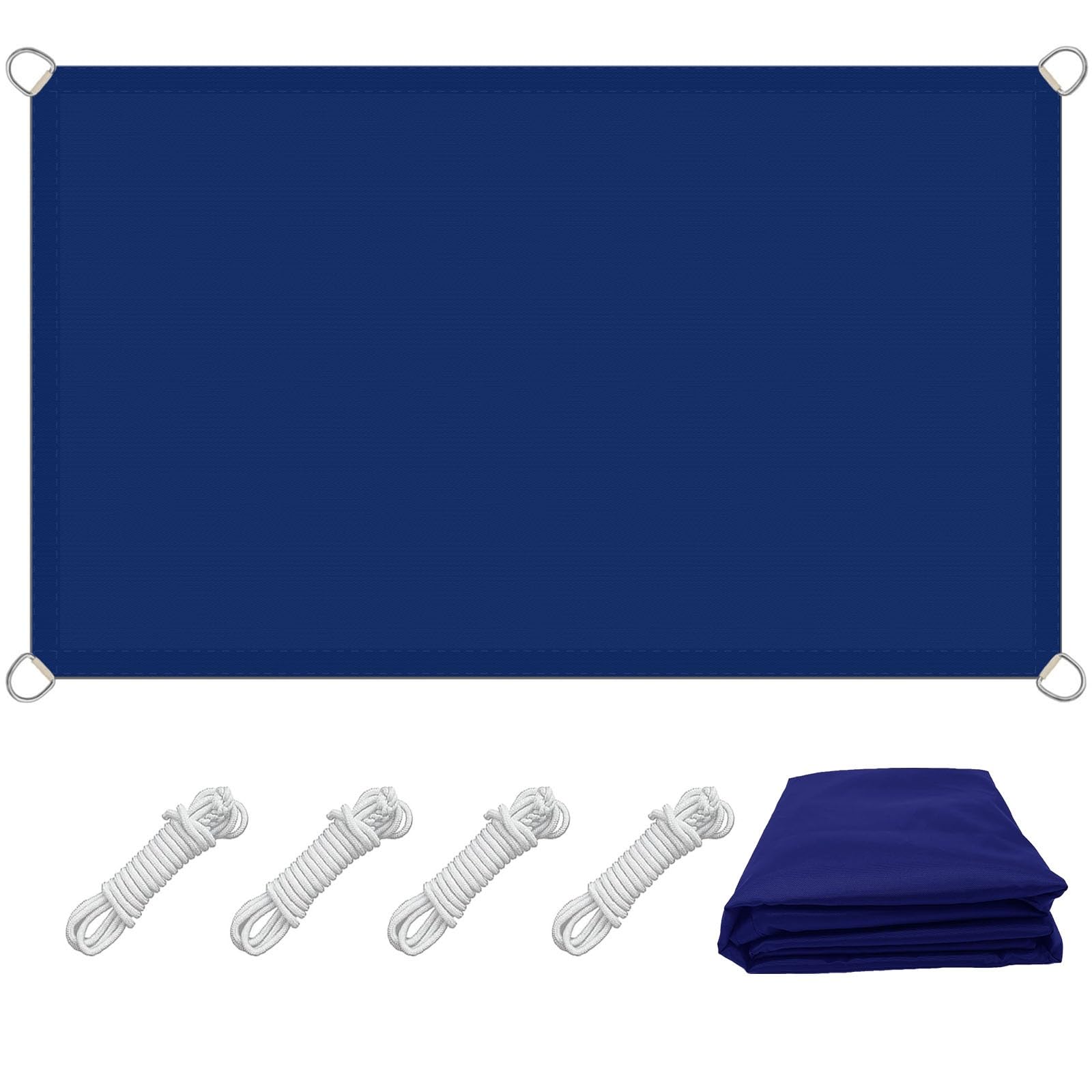 Voile d'ombrage imperméable 5.5x10 m bleu foncé avec kit de montage