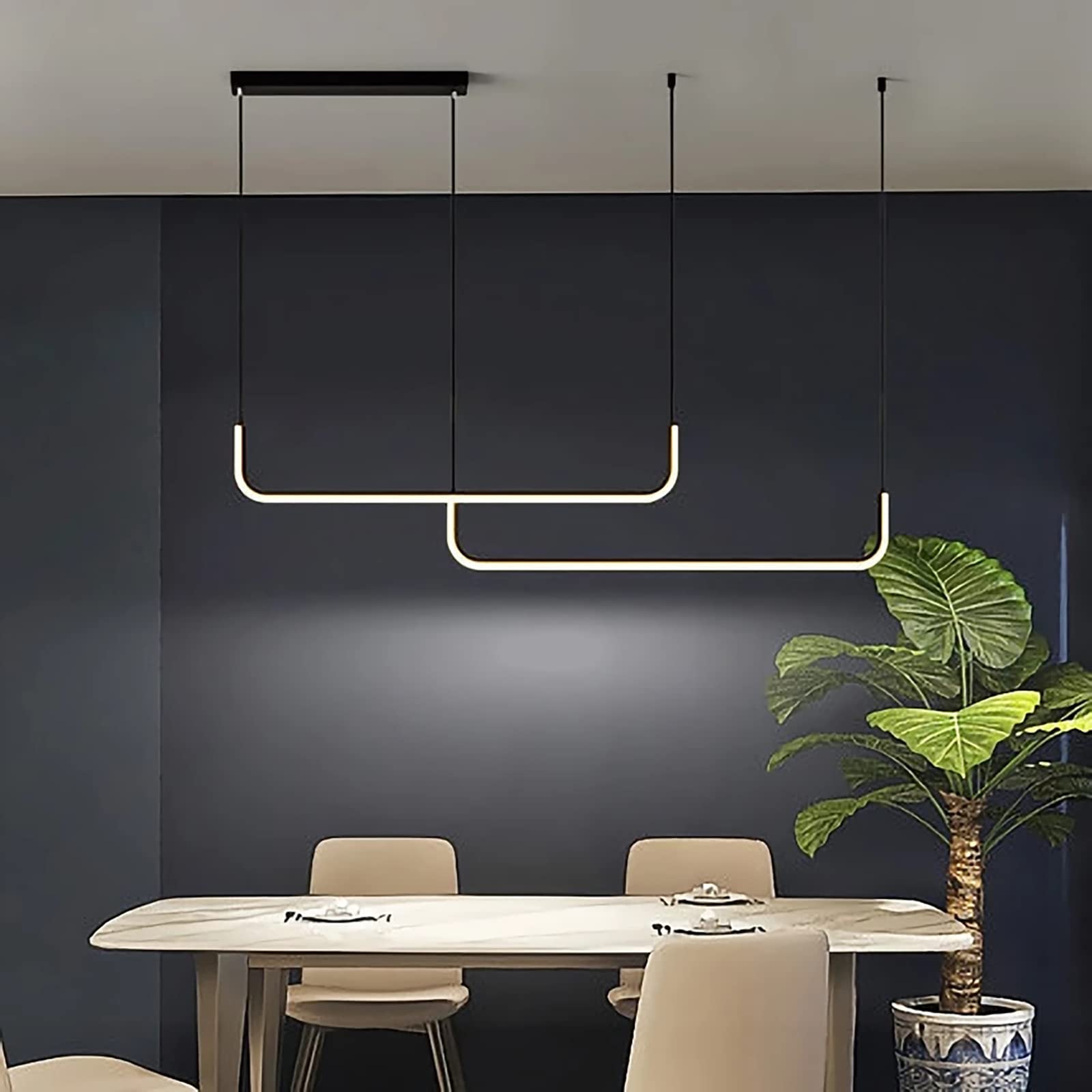Lustre suspension LED bois anti éblouissement pour îlot cuisine et salon