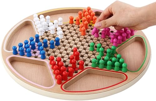 Miniatura 3 de Toyvian Juego de damas chinas 2 en 1, juego de ajedrez clásico de estrategia GO, juego de mesa de madera, clavijas tradicionales, juguetes