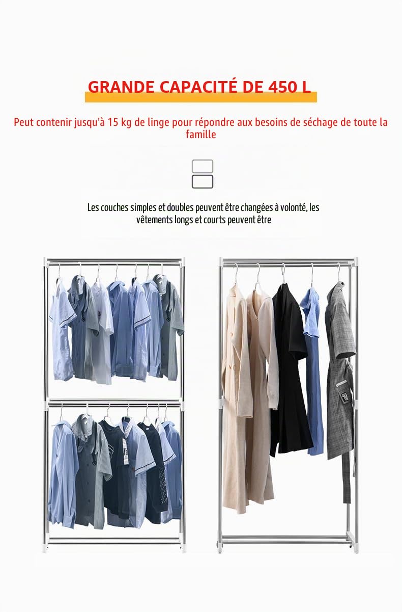 Portable dryer, Home Portable électrique Séchoir, Séchoir à Linge electrique portable, Seche linge pliable -EU plug(1000W)