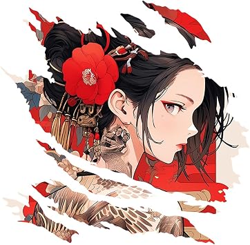 Japanese Geisha Tear Car Stickers Anima Reusable Stickers 5.1