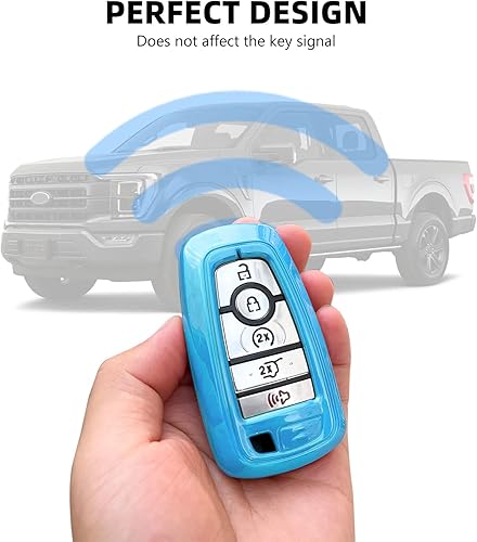 Miniatura 5 de RAZPOY Funda para llavero, protector compatible con Ford F-150 Explorer 2018-2023 y Ford Bronco & Bronco Sport 2021-2023, azul claro