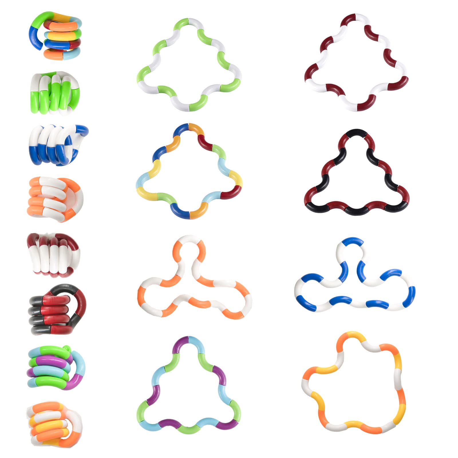 Sensory Tangles Fidget Toys Gadgets - Twisty Fidget Blocks for Adults Boys Girls Anxiety Stress Relief Toys Pack & Brain Imagine Toy Gifts for Kids Relax Therapy Decompression Educational Toys | 8PCS
