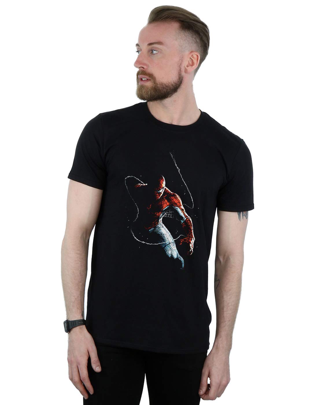 Marvel Men's Spider-Man Painting T-Shirt Black Small