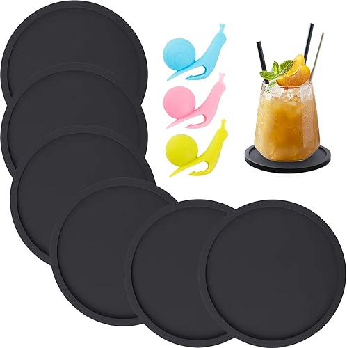 Posavasos de silicona – Juego de 6 posavasos antideslizantes para bebidas, resistentes al calor, protección de mesa suave, prevención de daños en