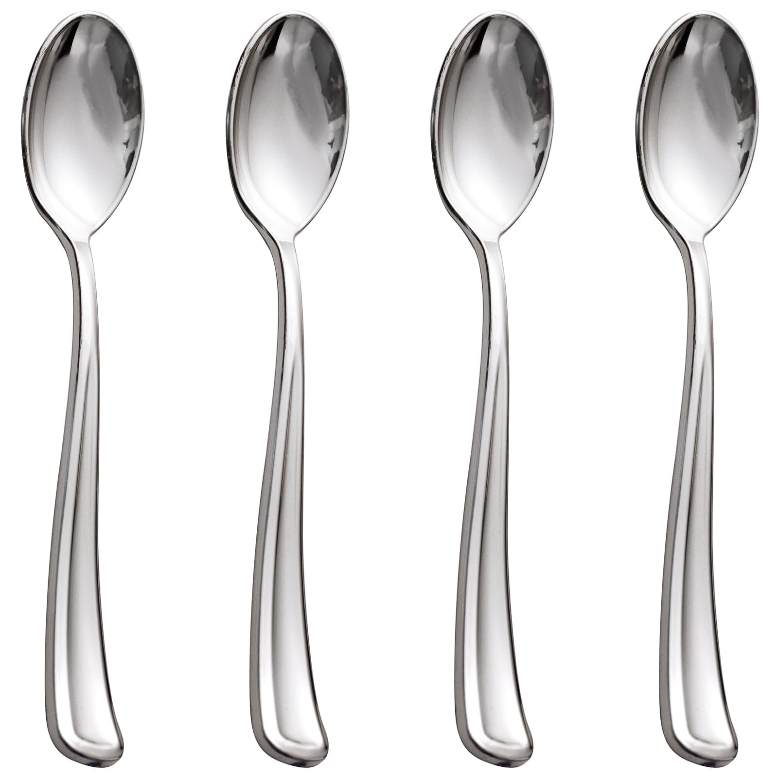 WDF 100 Pack Silver Plastic Spoons Disposable - 6.9 Inch Silver Spoons Heavy Duty Plastic Spoons, Modern Silver Disposable Spoons Perfect for Party/Wedding/Baby Shower