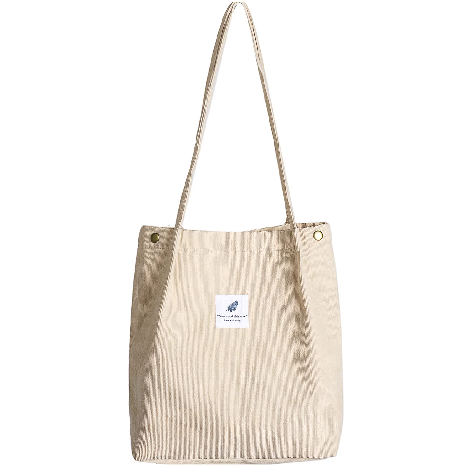Etercycle Cord Umhängetasche Damen, Schultertasche Groß Cord Tasche Lässige Tote Handtasche Fashion Stofftasche für Alltag, Büro, Schulausflug und Einkauf (Beige)