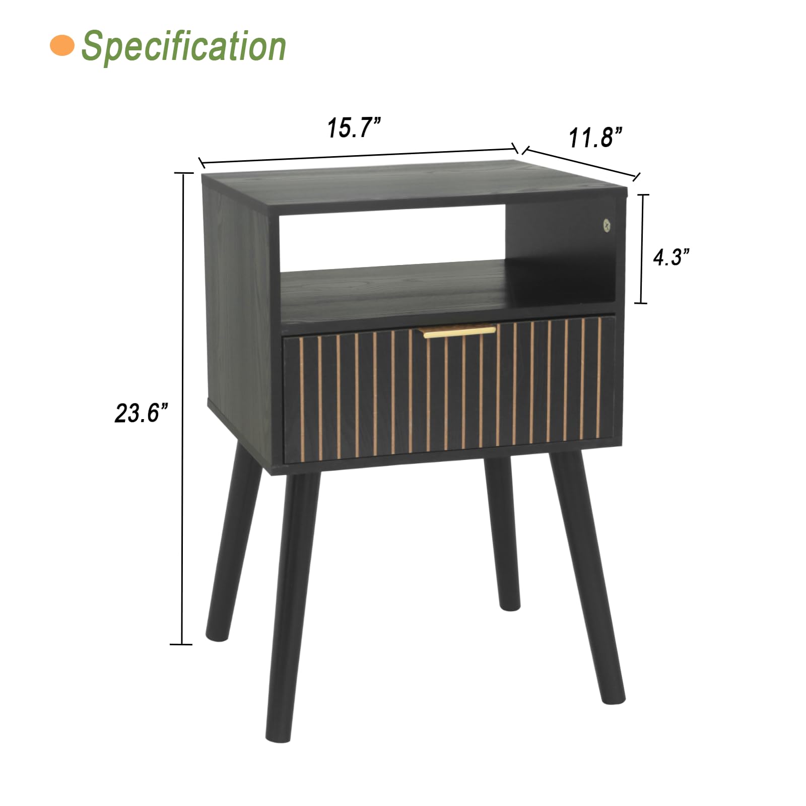 Snapklik.com : MaxSmeo Black Nightstand