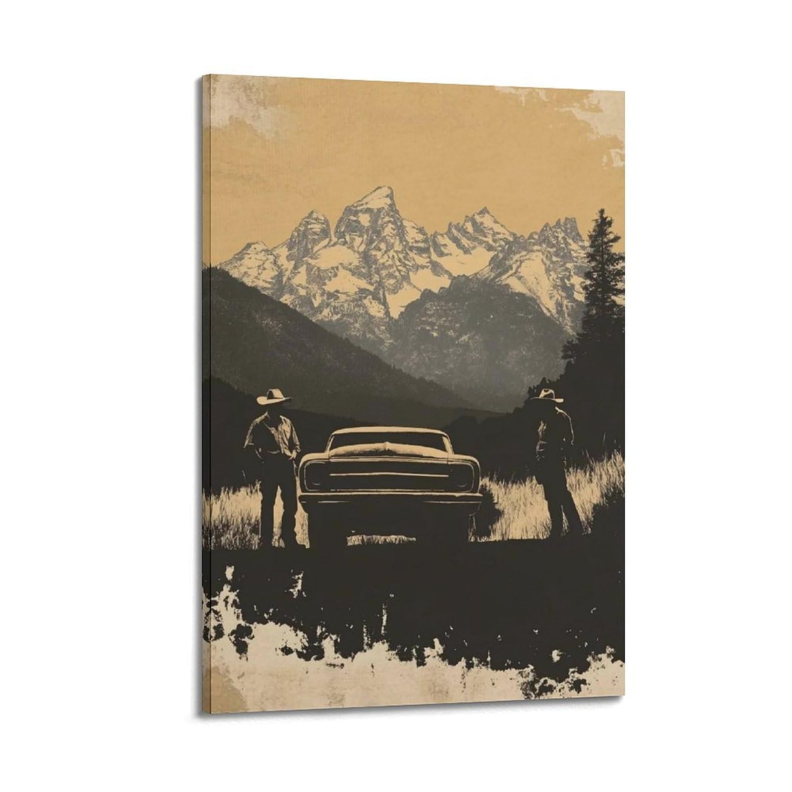 Juwrhrhhrh Frame-Style Mountain Cowboys (1) Poster Canvas Aesthetic Wall Art Painting Decor For Living Room Bed Room 20X30inch(50X75cm)