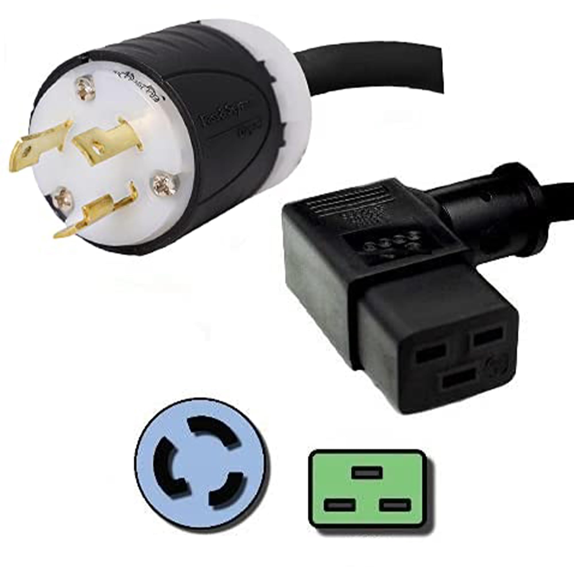 Amazon.com: NEMA L6-30P to a Right Angle C19 Power Cord - 15 Foot