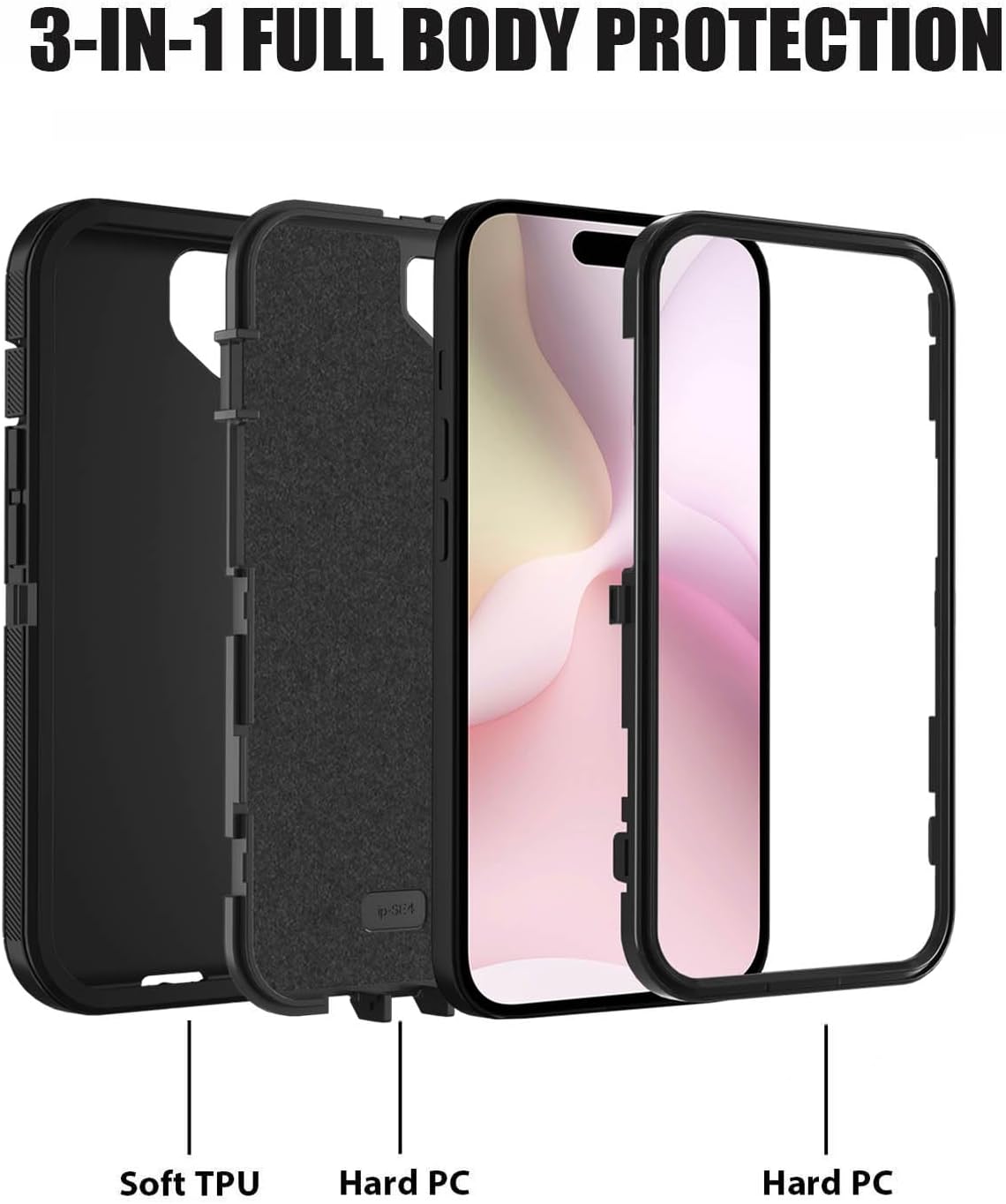 for iPhone 16e Case, Heavy Duty 3 in 1 Hybrid Military Grade Shockproof Drop Full-Body Protective Cover for iPhone 16e (2025) 6.1 inch, Patriotic American Flag Bald Eagle - Image 4