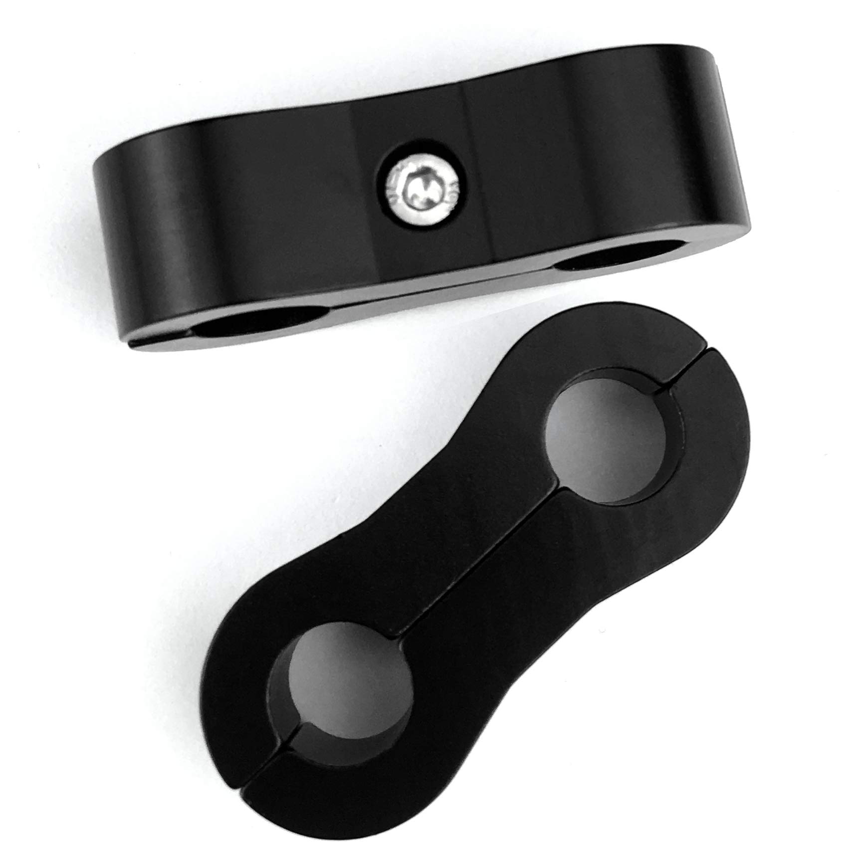 4AN Nylon/Steel Braided Billet Aluminum Hose Turbo Separator 7/16 inch ID Clamp Pliers Tools 11mm ID Silver Dual Oil Fuel Water Line Adapter Fitting, Pack of 2