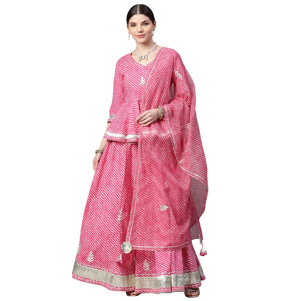 Pink Lehriya lehenga dupatta set-image-44