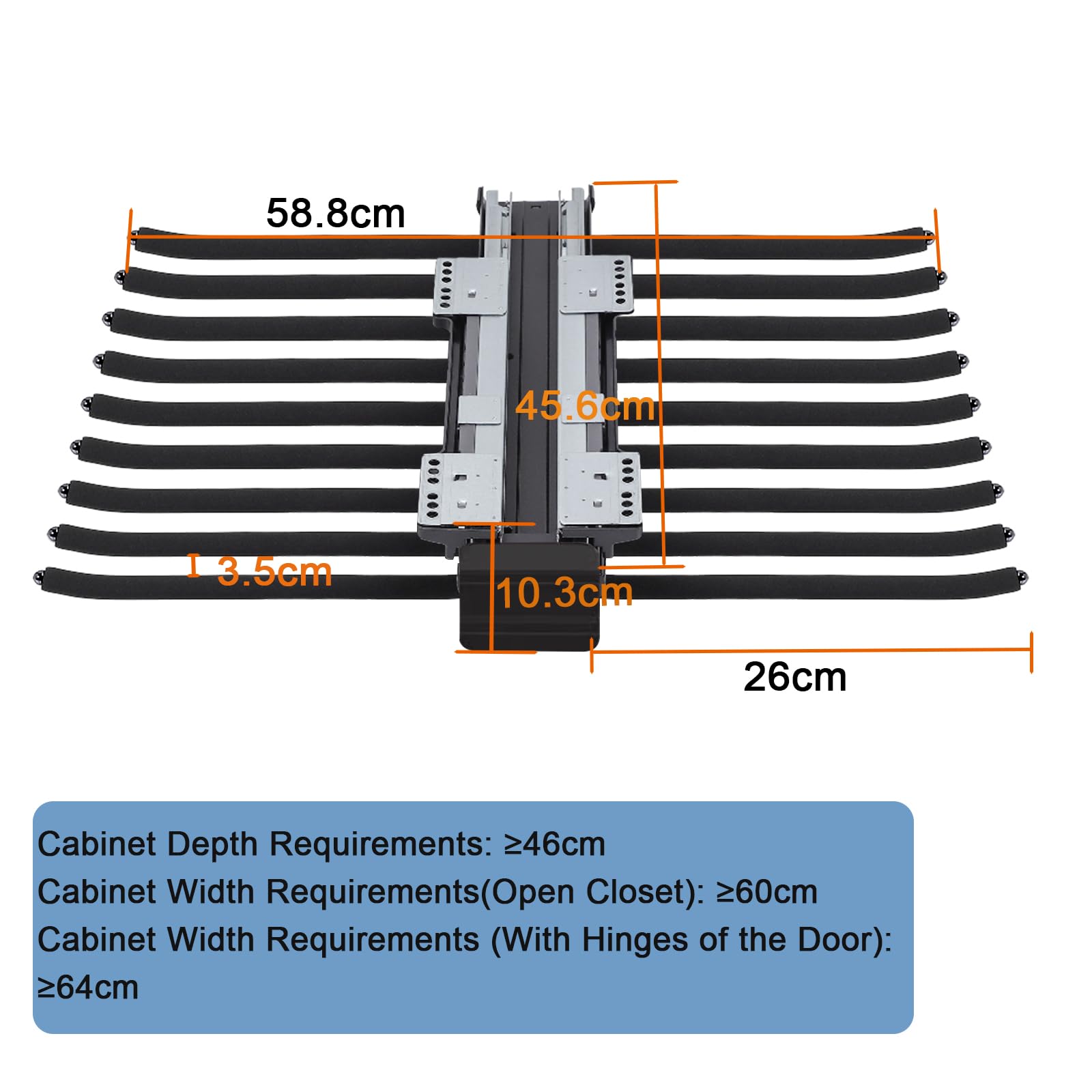 Soporte extensible para pantalón, barra para 18 pantalón, suspensión con amortiguador silencioso, organizador de ropa que ahorra espacio 45,8 cm