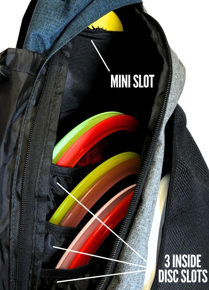 Tournament Slinger Bag | Carries 6-12 Disc Golf Discs | Includes Extra Pockets for Retriever and Mini (Blue/Grey)