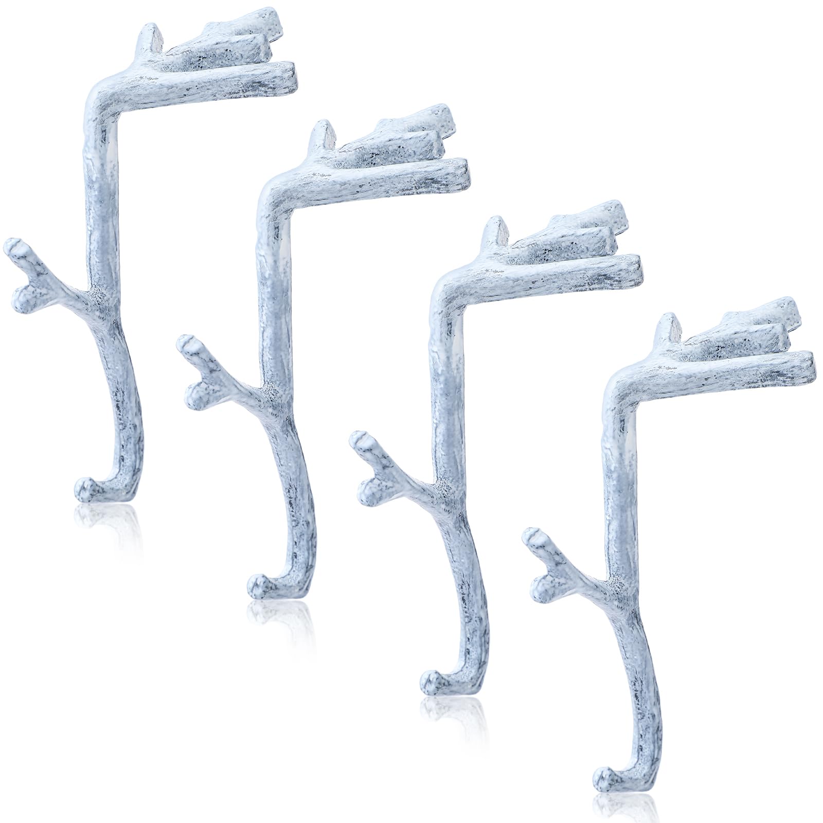 Condition photo showing New/Like New for 4 Pcs Heavy Duty Christmas Stocking Holders Cast Iron Hangers for Mantle Xmas Branch Stocking Holder with Protective Pad for Fireplace Home Shelf Can Hold Up 5 lbs (Retro White)