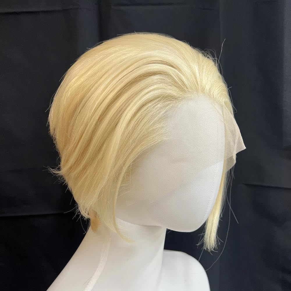 Peluca Encaje Dorado Corto Peluca Con Malla Frontal 13x4 Cm Línea Pelo Natural Para Hombre Peluca Cosplay Seda Alta Temperatura Para Niño(Light brown)