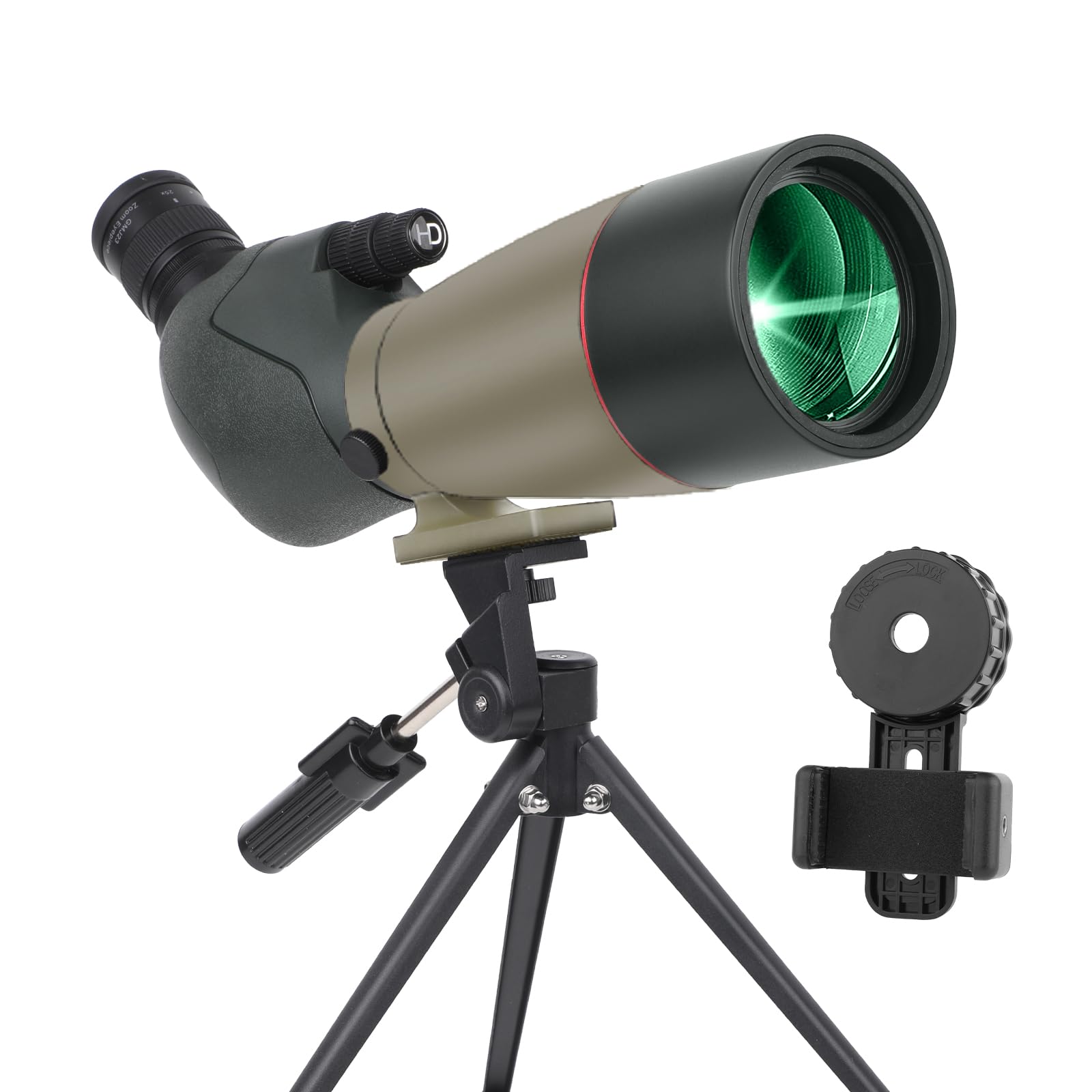 25-75X70 Spektiv für Zielschießen - HD Spektiv mit Stativ Tragetasche & Smartphone Halterung - für Vogelbeobachtung Jagd Wildtierbeobachtung