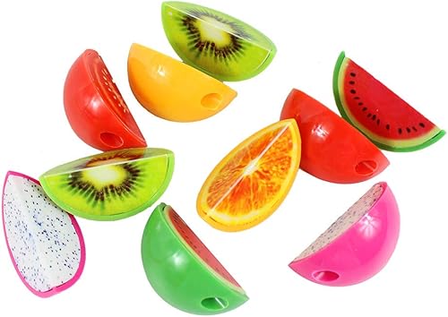 Xiaoyu Sacapuntas de plástico con forma de fruta de dibujos animados creativos de papelería para escuela, oficina, regalo de Navidad (los colores