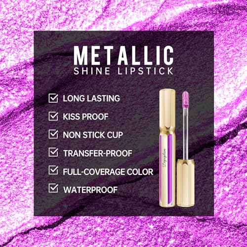 Image of Depuplum Purple Lipsticks for Women Metallic Glitter Lipstick Long Lasting