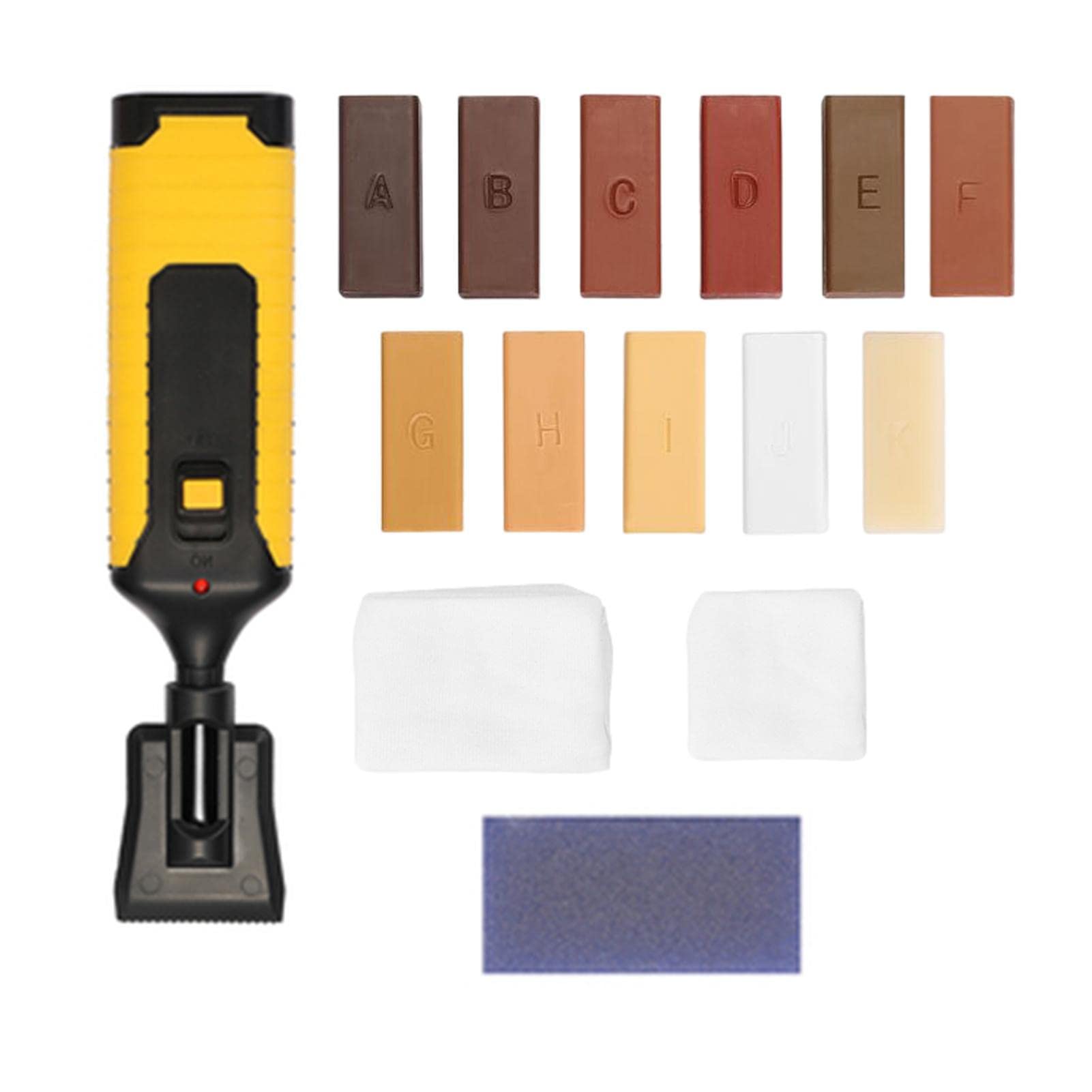 Stalf 11Pc Floor Wax Set - Carton Wood Floor Scratch Remover - Floor & Furniture Cracks Repair Kit With Melting Tool - Laminate Repairing Kit With Melting Tool For Cracked Stone Chip Ceramic Floor Tile Filler & Repair