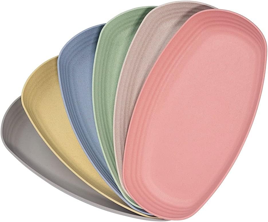 Large Dinner Plates, 11 Inch 6 Color Family Plates Set of 6, Dishwasher and Microwave Safe, Unbreakable and Lightweight
