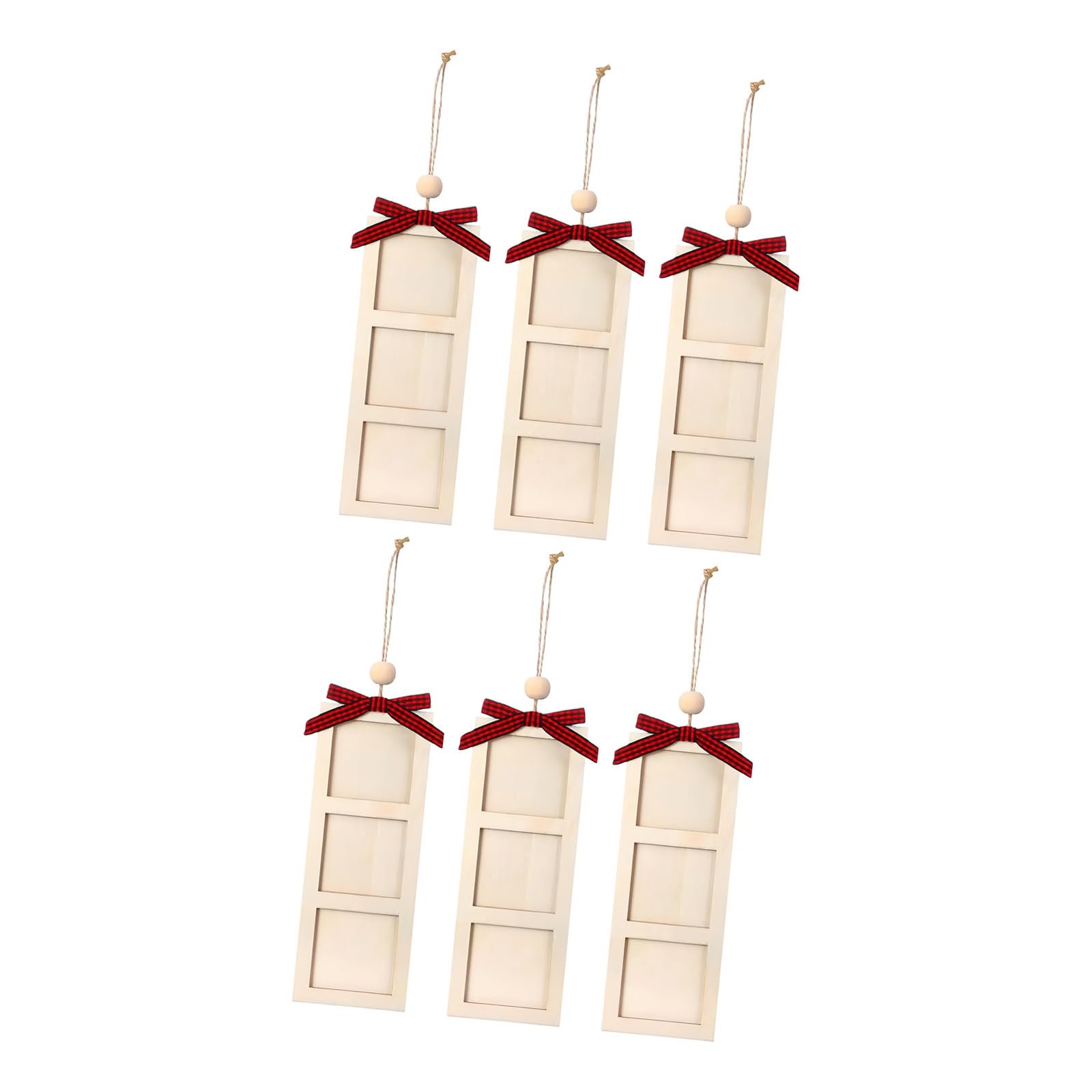 6Pcs Farmhouses Wood Picture Frames Holiday Ornaments for Personalizing Gift Memory on Fireplaces Wall or Christmas Tree Family Photo Tree Decorations