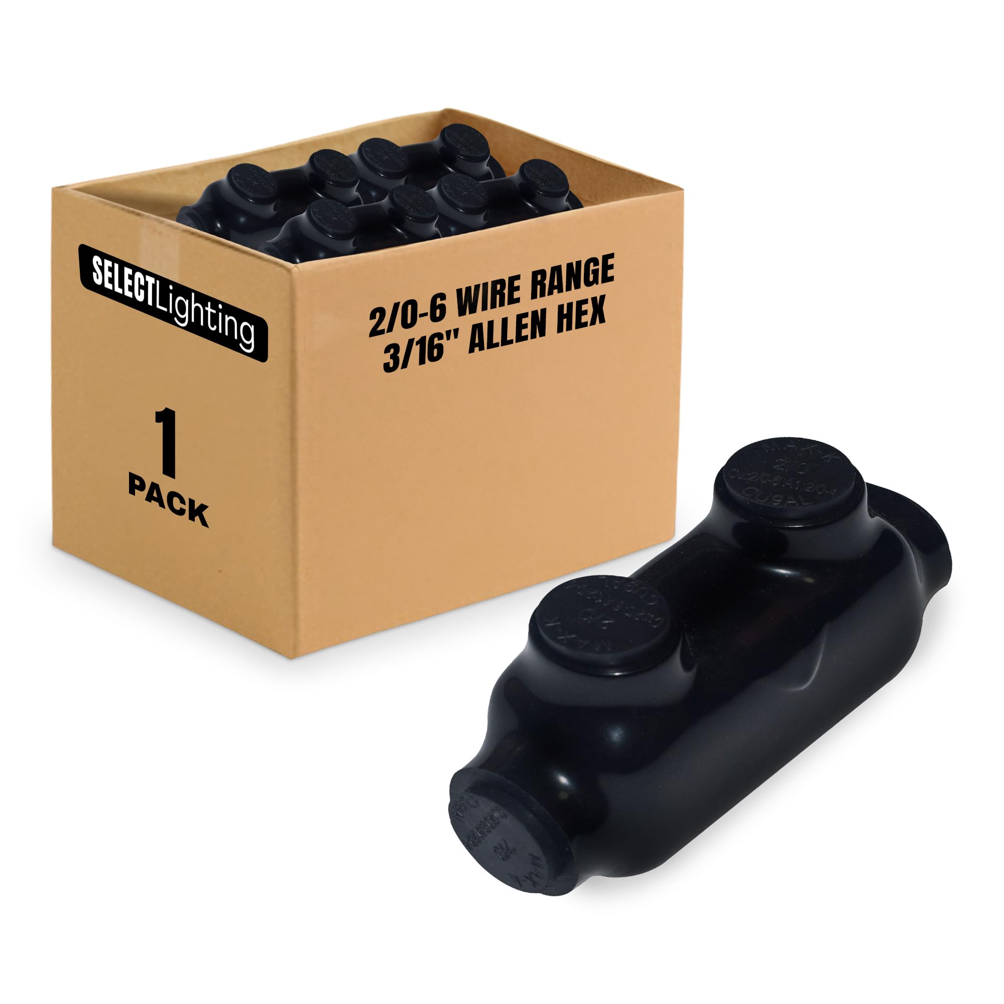 Conector de empalme aislado 2/0-6 Select SEL-IC1L-2/0 de aluminio negro con Allen de 3/16 8