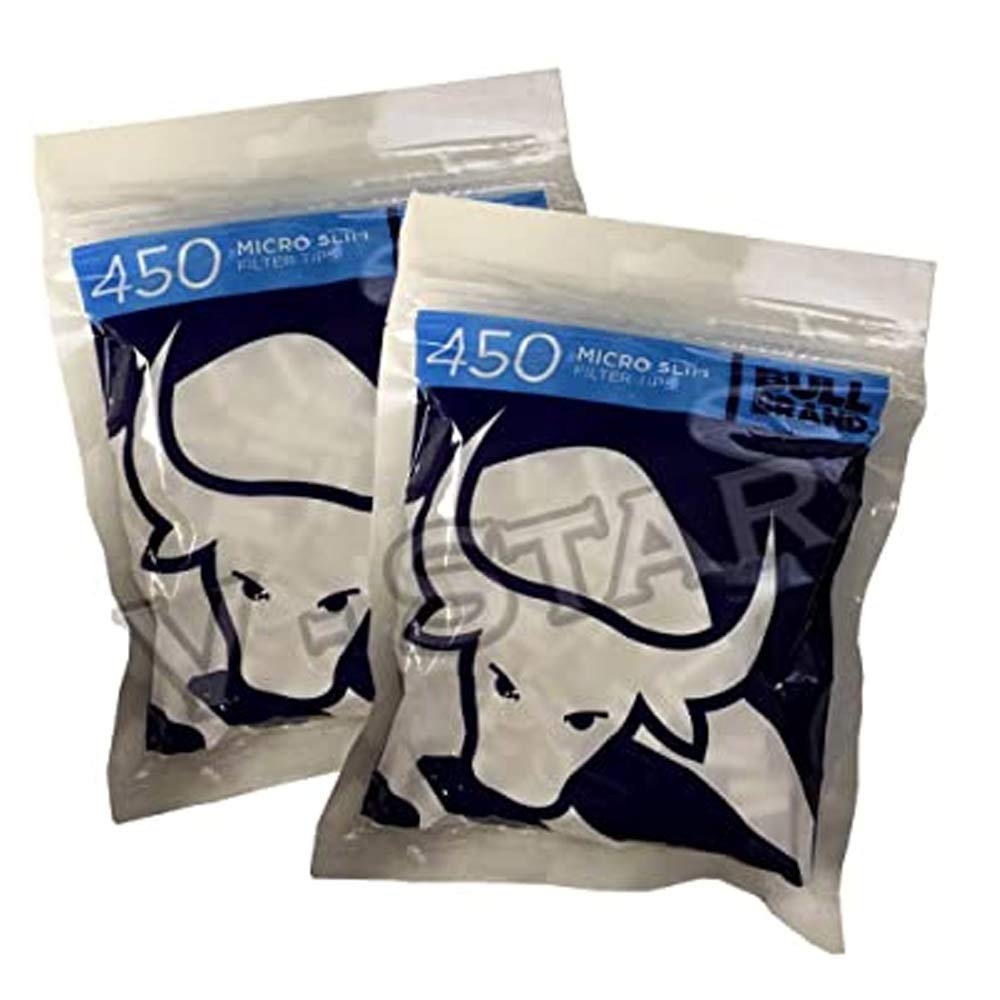New BULL BRAND 450 Micro Filter Tips 4.6MM RESEALABLE Bag Cigarette Tobacco (10)