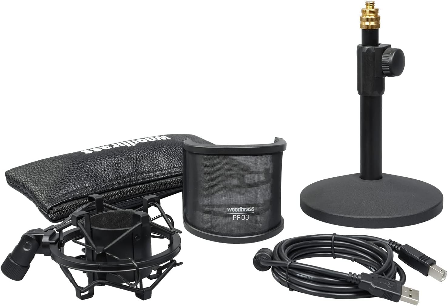WOODBRASS Bird UM1 Podcast Pack Negro – Micrófono Cardioide USB con Condensador PC y Mac para Radiodifusión y Grabación, Streaming, Podcasting, Conferencia, Home Studio Mao, Voice Off