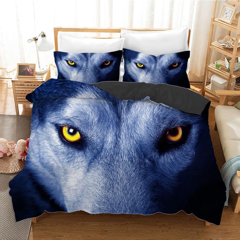 Housse de Couette 140x200 Loup Bleu pour une Chambre Style Nature Sauvage