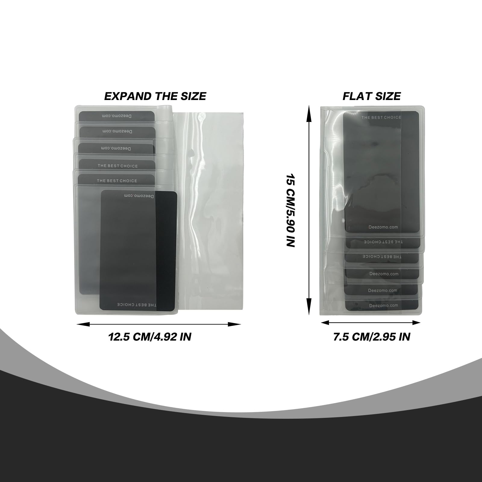 DEEZOMO Set of 2 Plastic Wallet Insert for Credit Card, Men Wallets Trifold Vinyl Credit Card Sleeves Holder (Checkbook 6 Page)